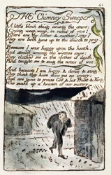 "A kéményseprő", 41. tábla (Bentley 37) a "Songs of Innocence and of Experience" (Bentley Copy L) 1789-94-ből (dombormetszet, tollal és wc-vel)